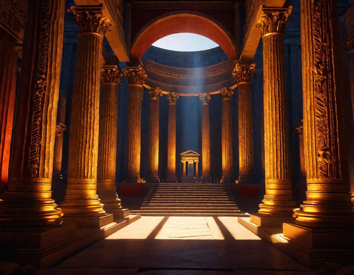 Roman Temple Interior at Magic Hour