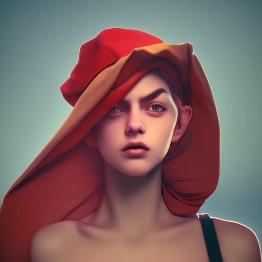 Rebel Girl Portrait in Digital Matte Painting