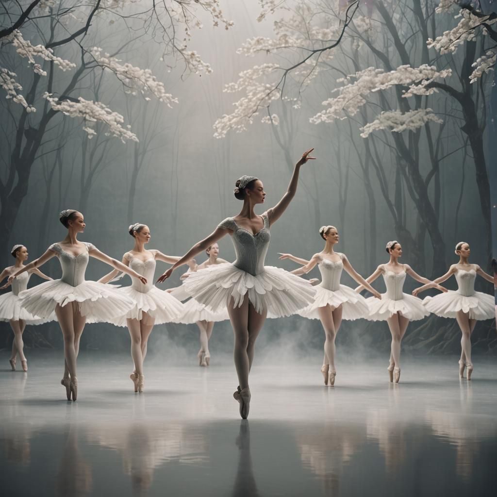 Ballet Dancers Perform Elegant Swan Lake in Hollowgraphic St...
