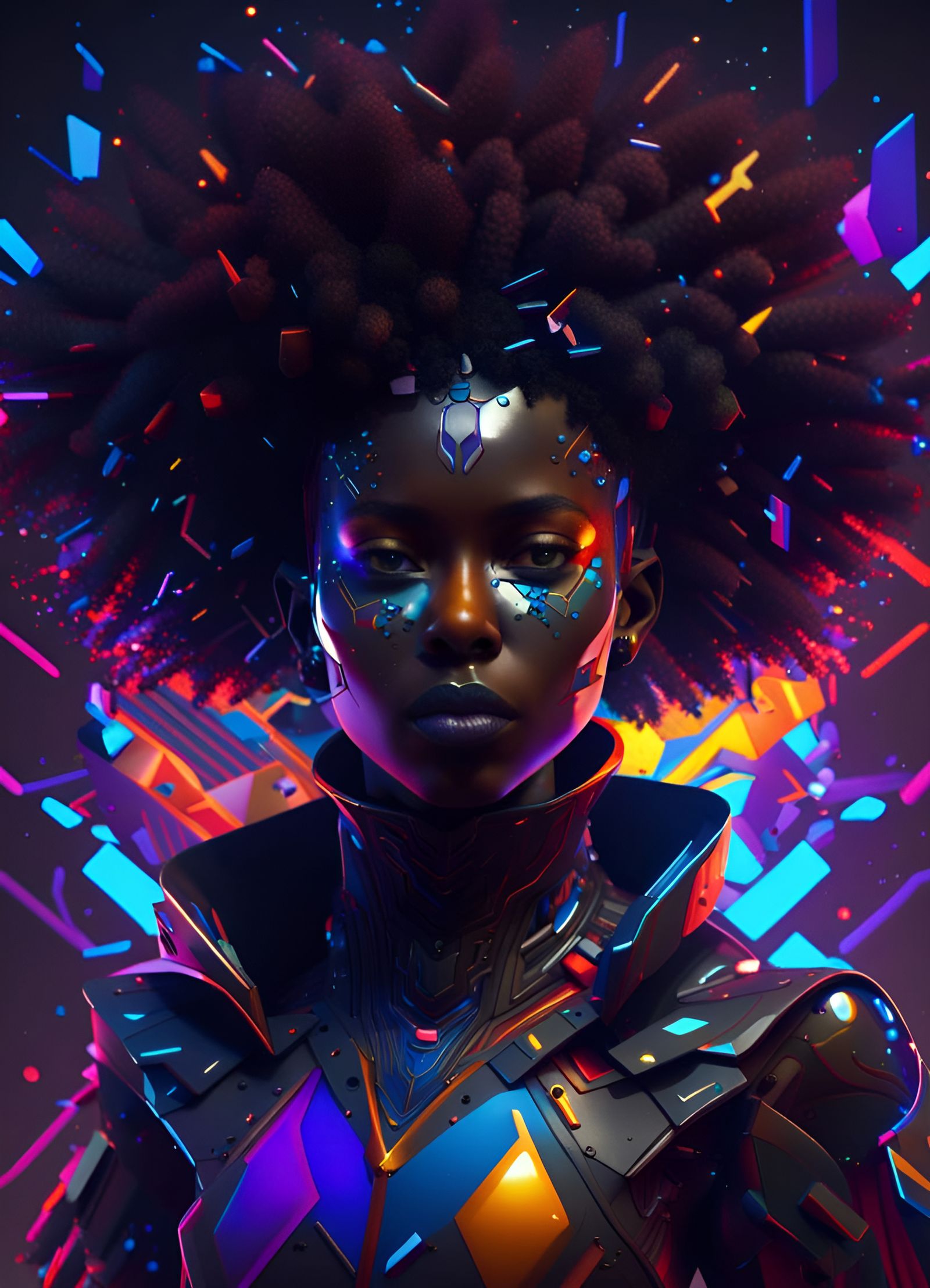 Afrofuturist Portrait in Stark Contrast, 8k Resolution