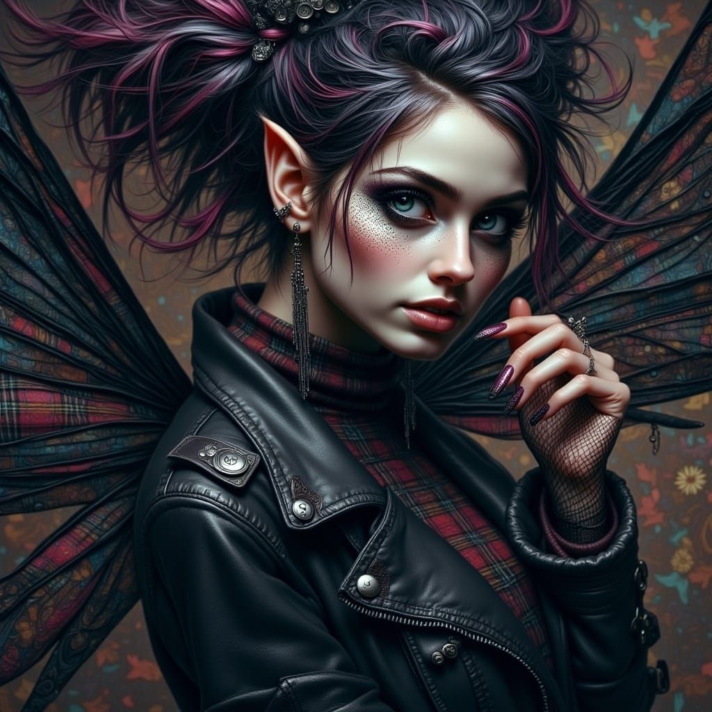 Glamorous Redhead Pixie in Punk Fashion