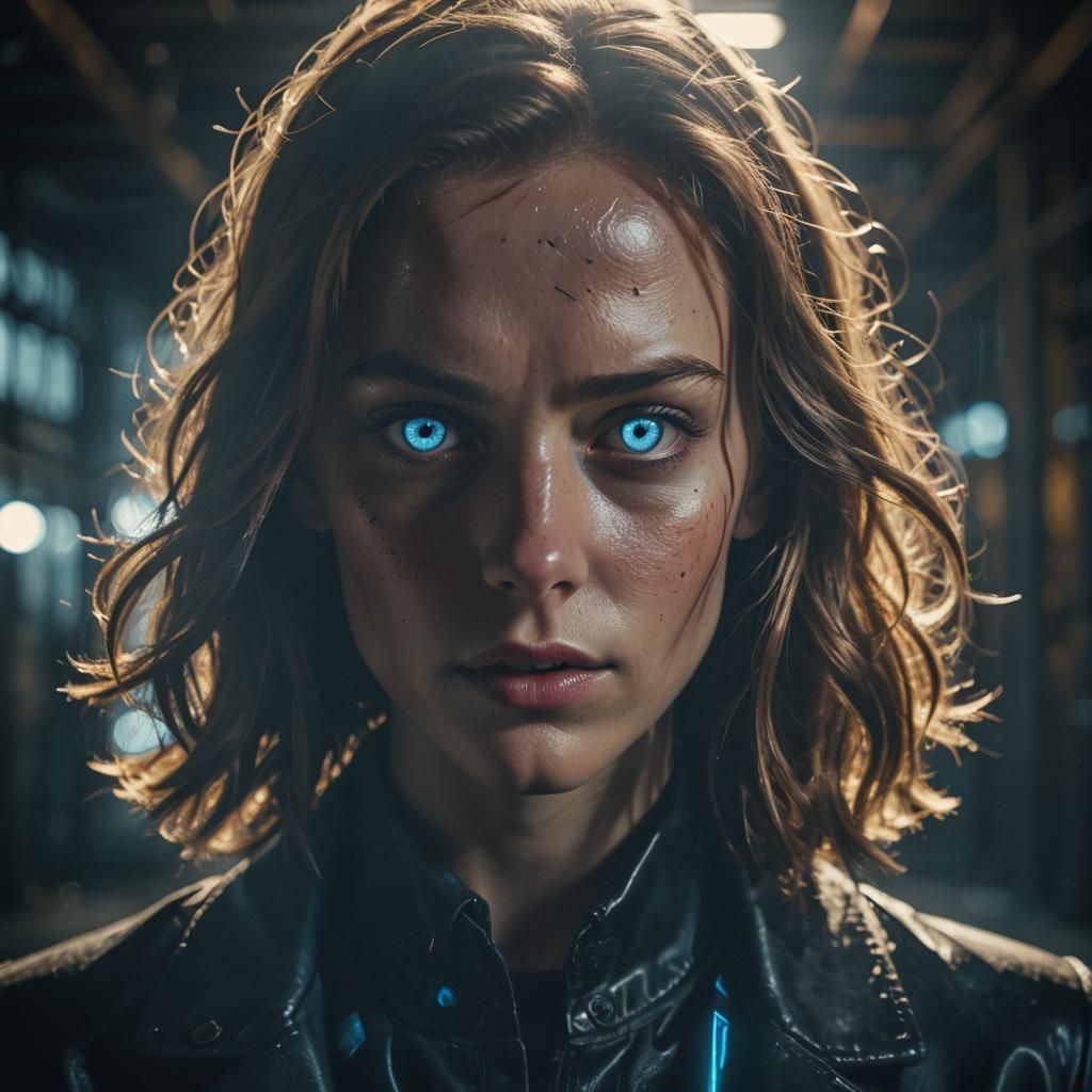 Android Face in Film Noir Style