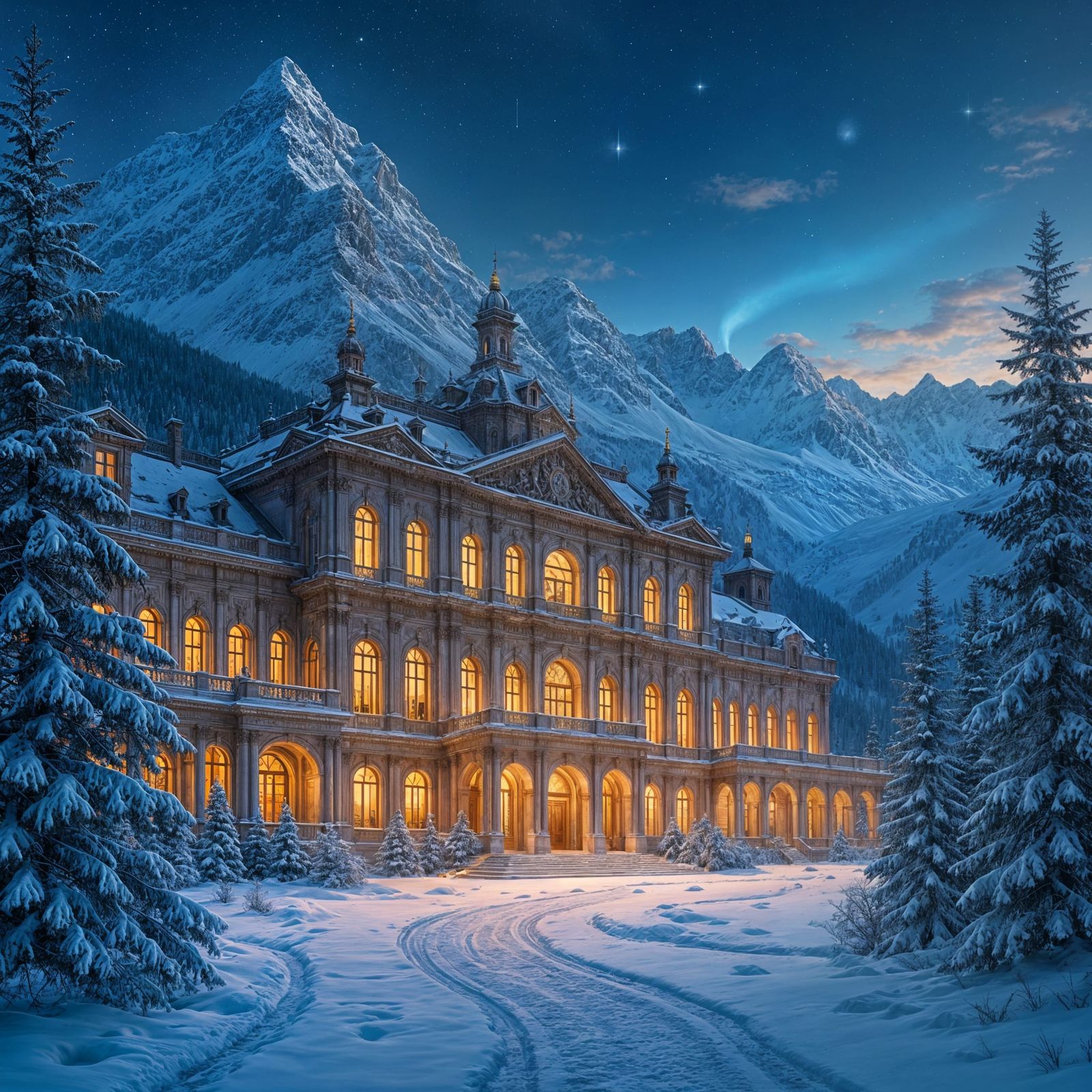 Majestic Palace Illuminated by Multicolored Lights