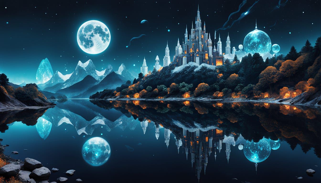 Magical Ethereal Landscape with Organic Crystal Buildings