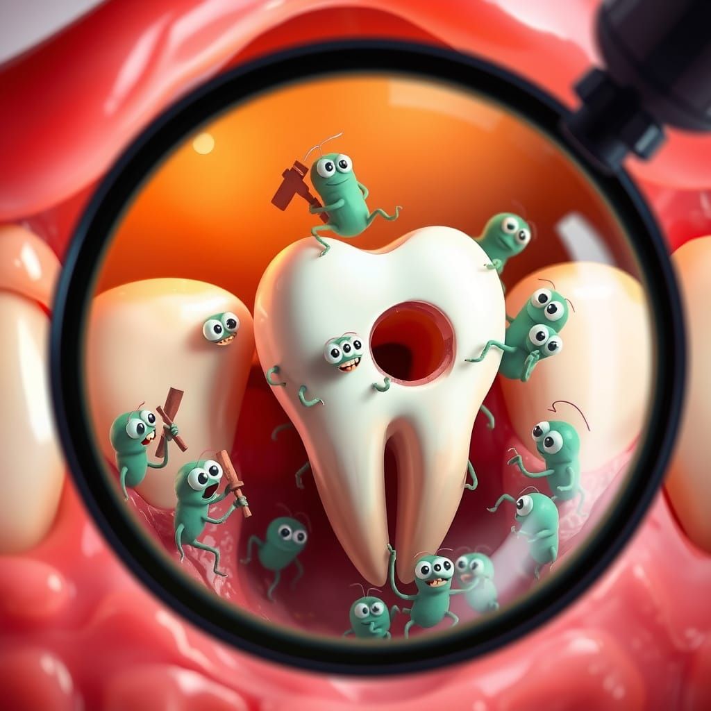 Molar Bacteria Attack: 3D Cartoon Style