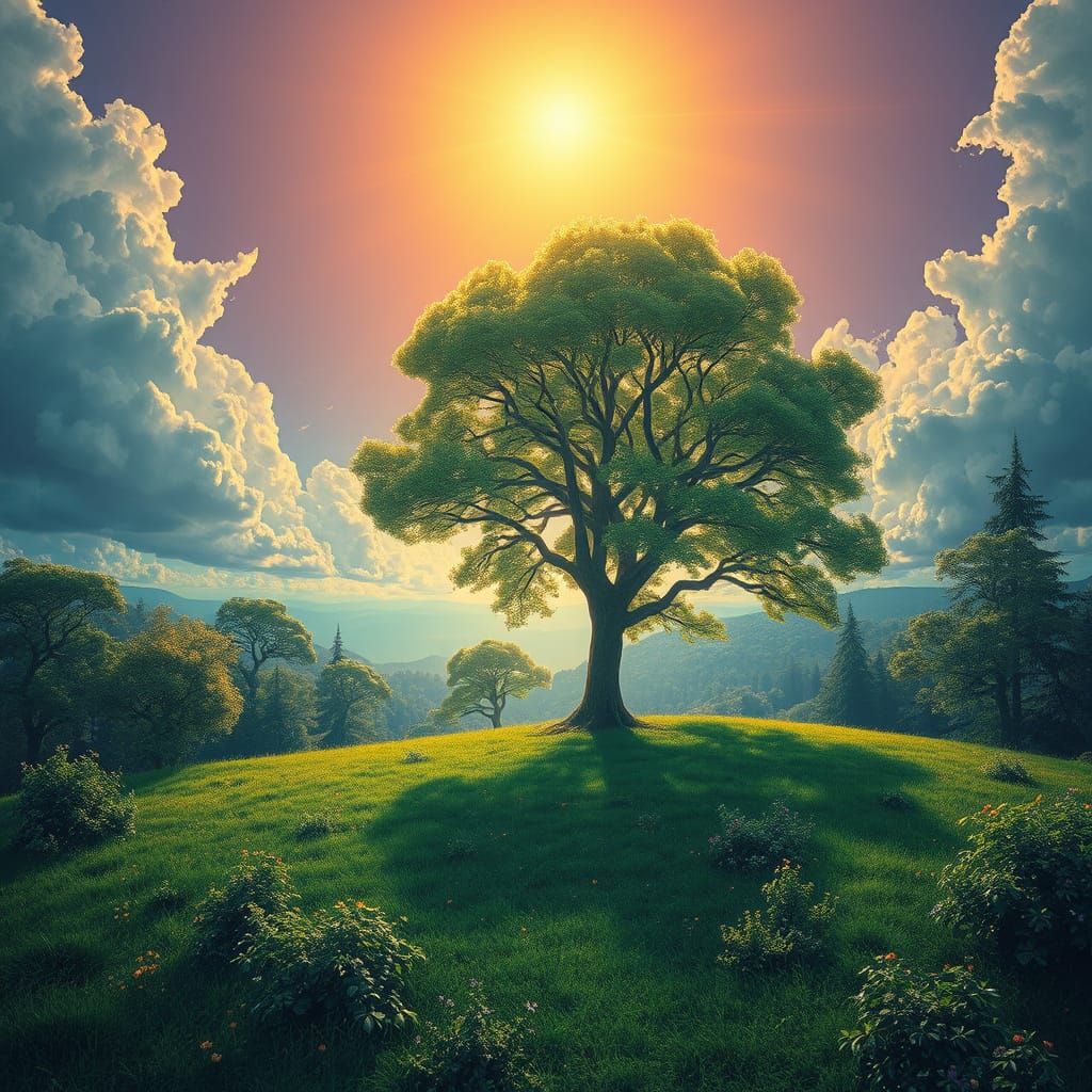 Idyllic Elysium Landscape in Vibrant Colors