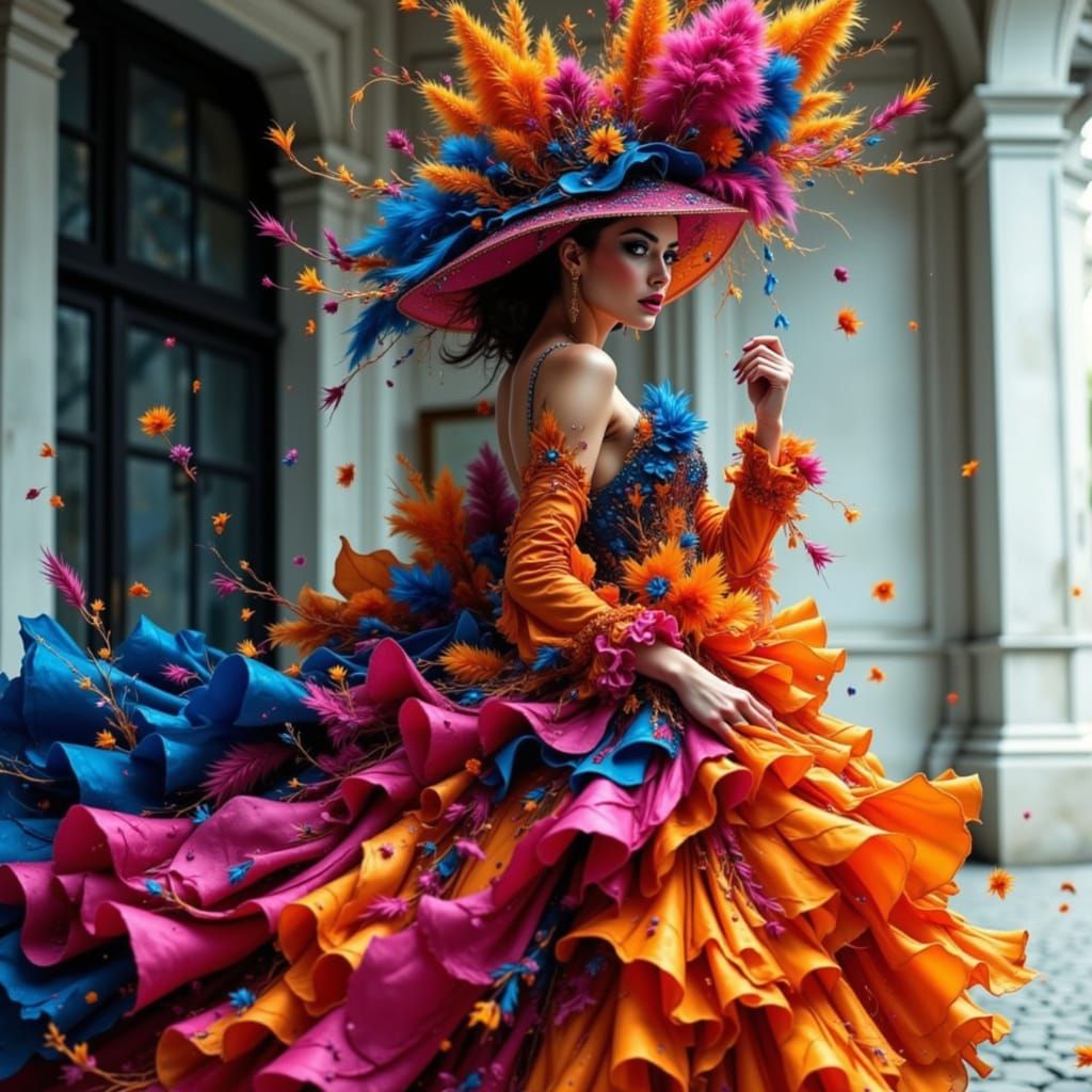 Glamorous Woman in Extravagant Fashion Photography