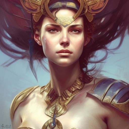 Detailed Portrait of a Female Warrior in Digital Art Style