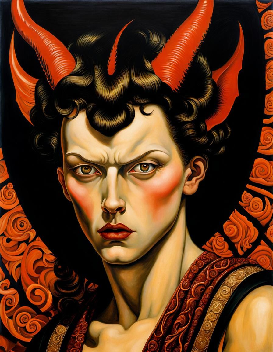 Terrible Horror: Matte Oil Painting in Art Nouveau Style