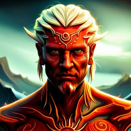 Lava Tattooed Devil Face: Dark Fantasy Concept Art