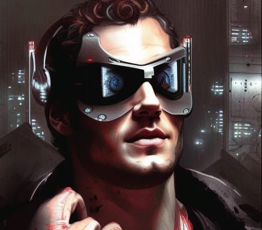 Cyberpunk Henry Cavill as Private Investigator