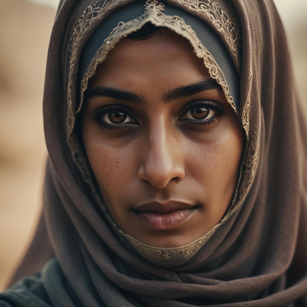 Cinematic Portrait of a Muslim Woman in Niqab