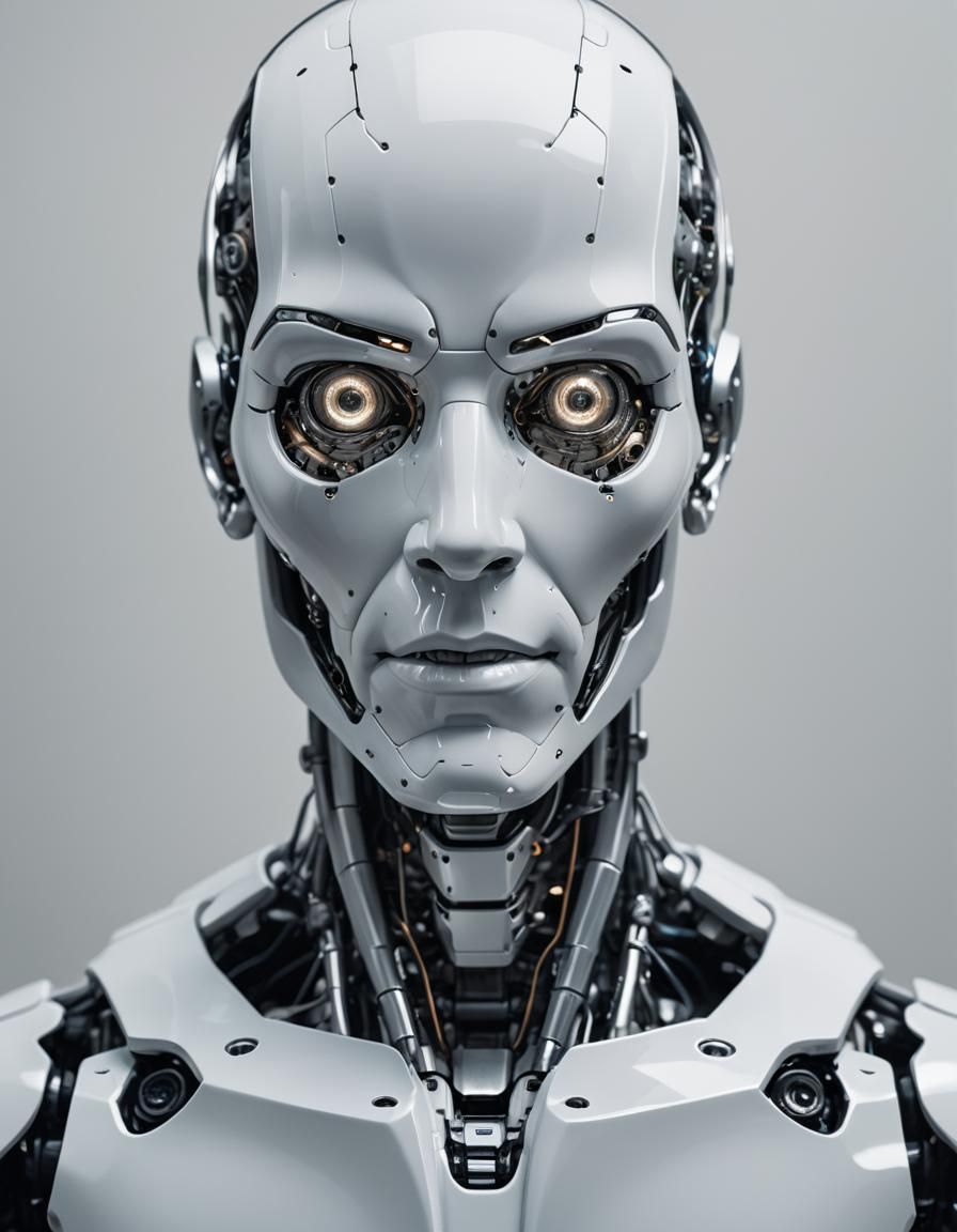 Android Portrait: Uncanny Metallic Eyes in Hi-Res