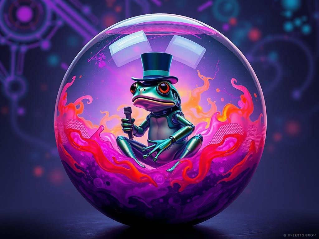 Futuristic Robot Frog in Neon Aesthetic