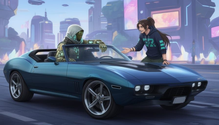 Two People Talking Inside a Chevrolet Camaro