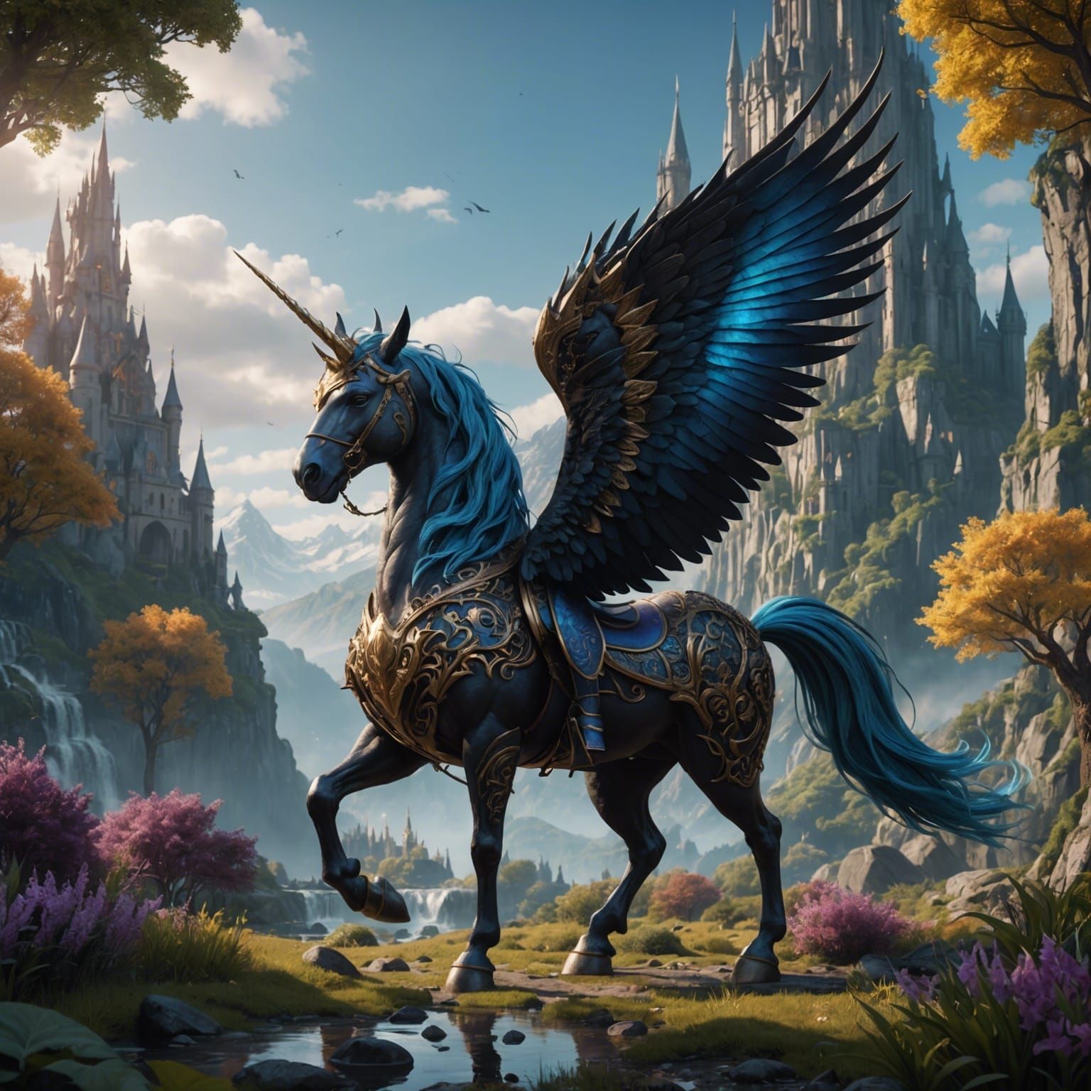 Fantastical Alicorn in Detailed Matte Painting