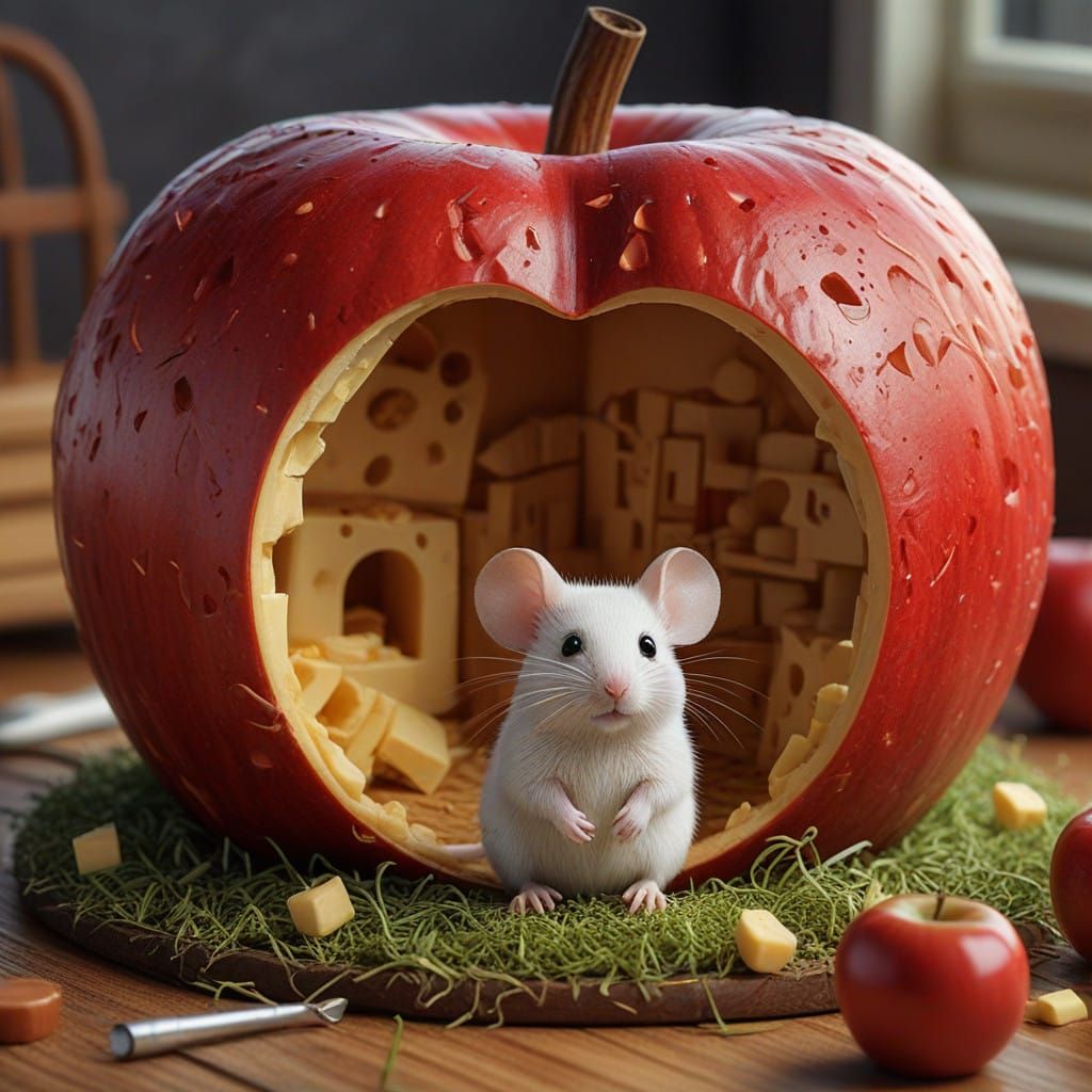 Whimsical Baby Mouse Home in a Giant Apple House