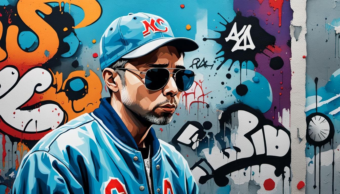 Rapper in Watercolor Pop Art Portrait