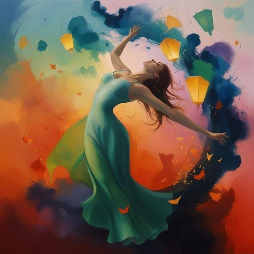 Surreal Musical Landscape in Watercolor Style