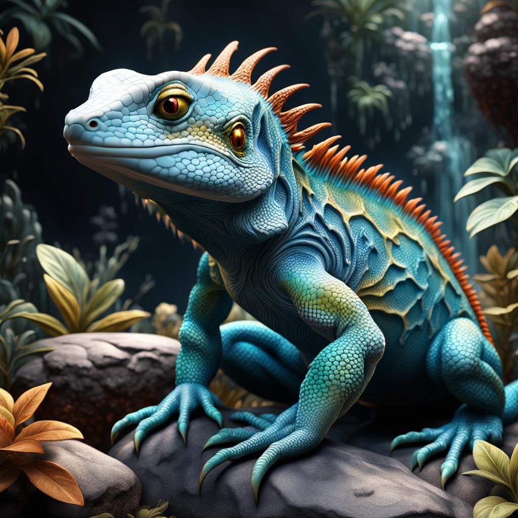 Crystal Porcelain Lizard: Detailed Fantasy Art