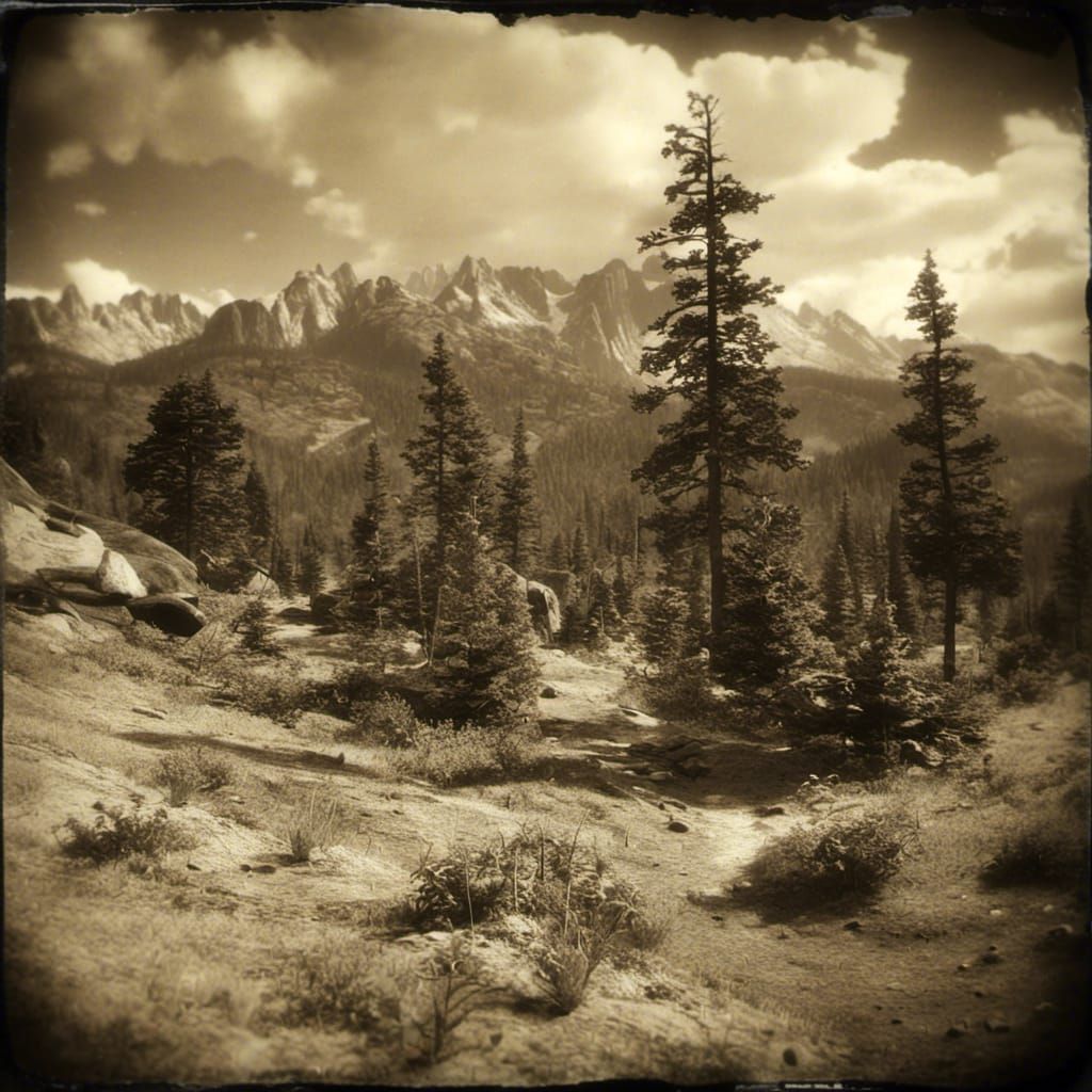 <lora:RDR2 Calotype Style:1.0> Pine trees