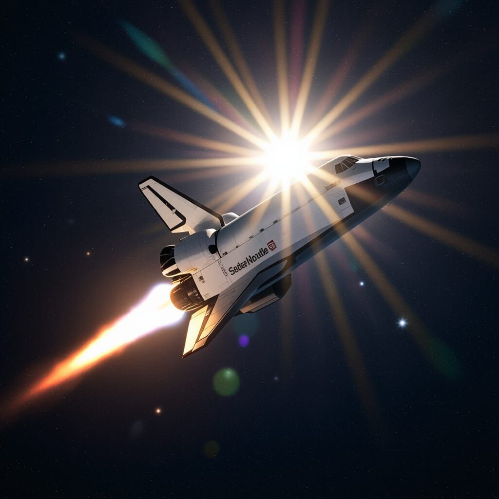 Space Shuttle in Sunlight, Ultra-Realistic Cinematic Lightin...