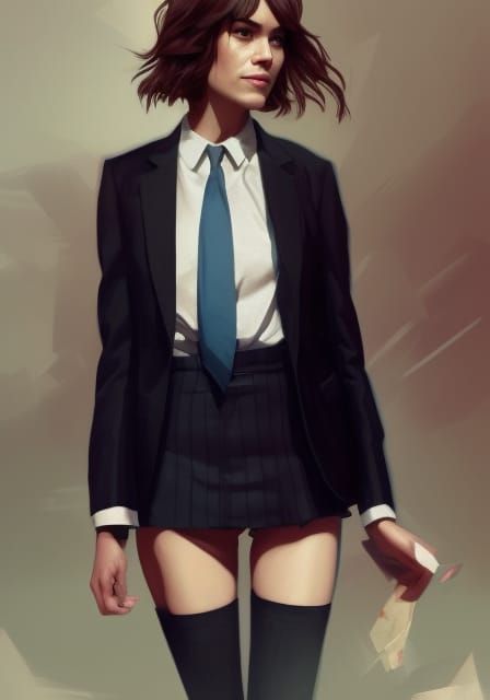 woman wearing a tie, uniform