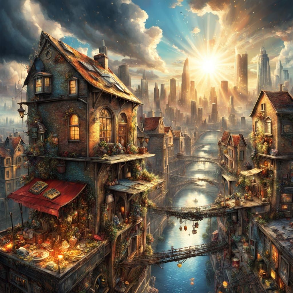 Surreal Cityscape Built from Vintage Household Objects