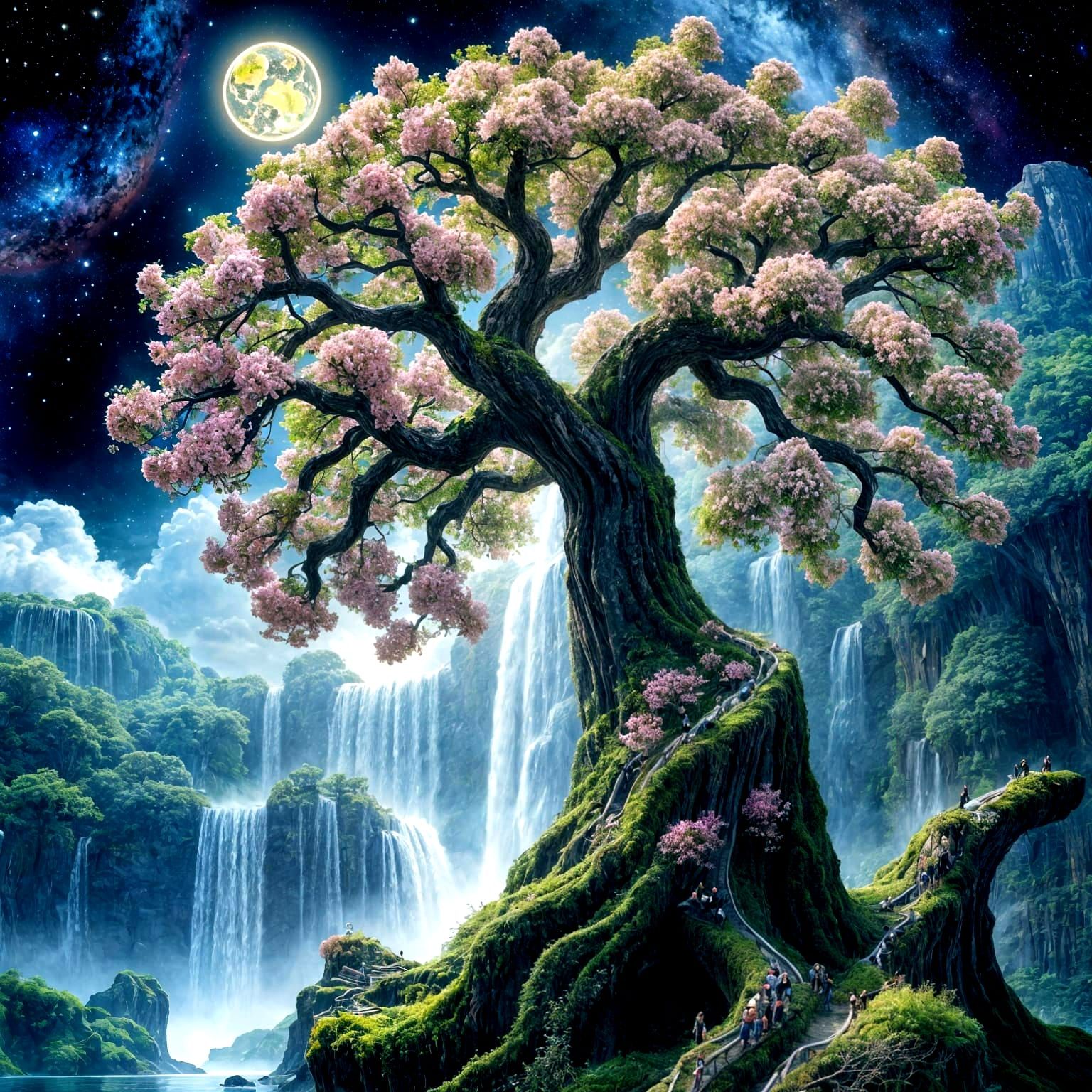 Ethereal Yggdrasil Tree Falls in Radiant Hyperrealism