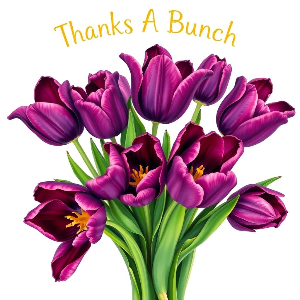Vibrant Purple Tulip Bouquet with Grateful Message
