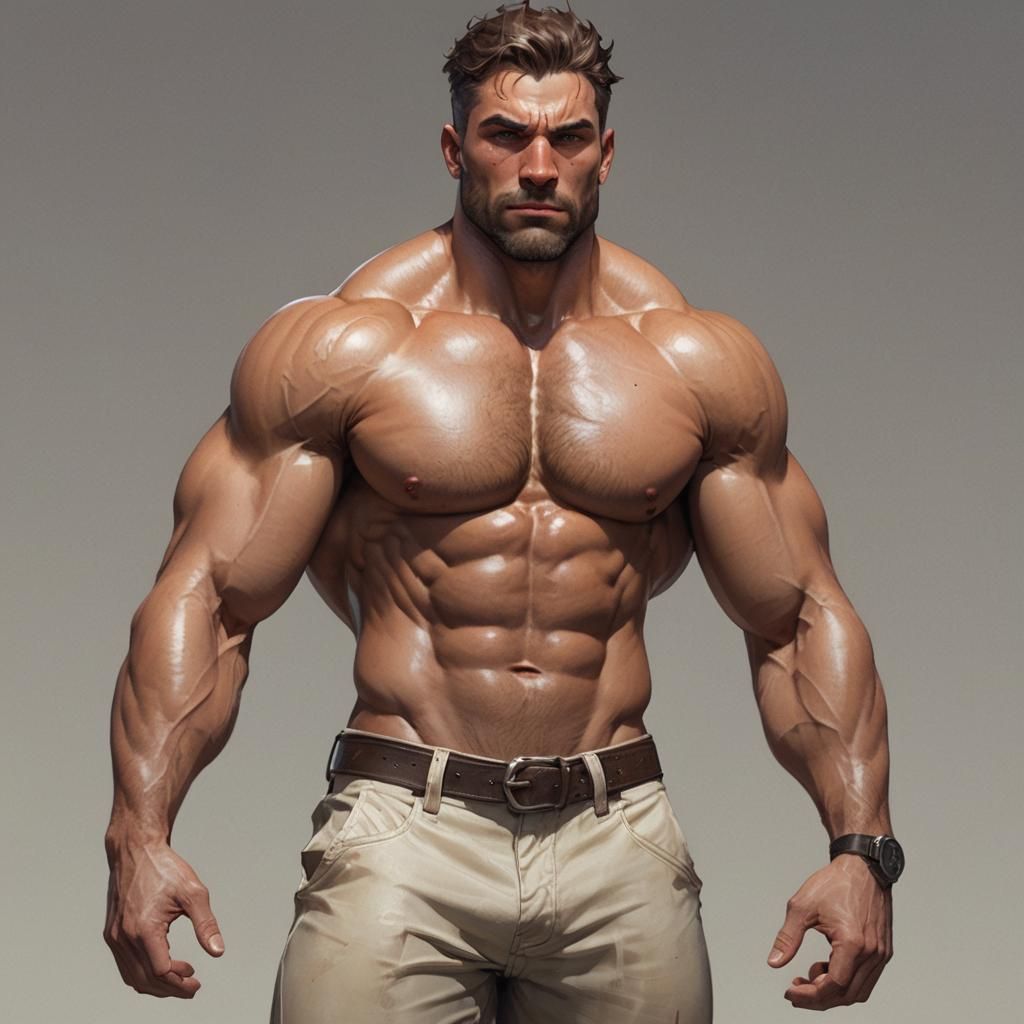 Detailed Portrait of a Muscular Shirtless Man