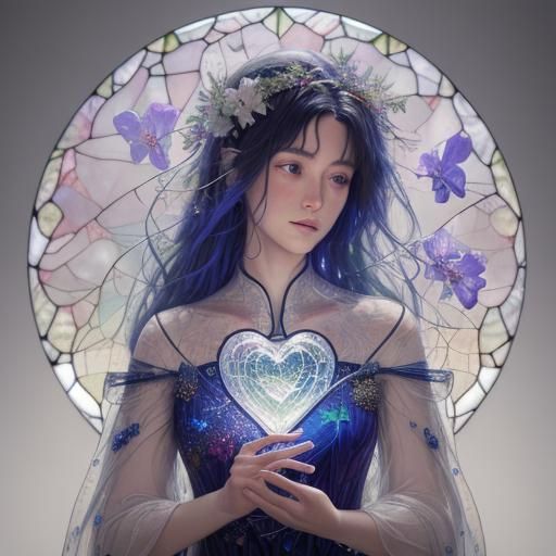 Glass Flower Heart in Astral Style