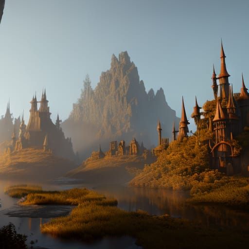 Detailed Halloween Village Matte Painting