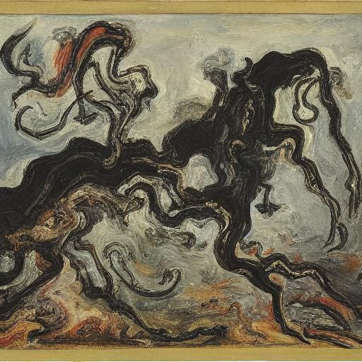 Beast Emerging from Smoke: Expressionist Art