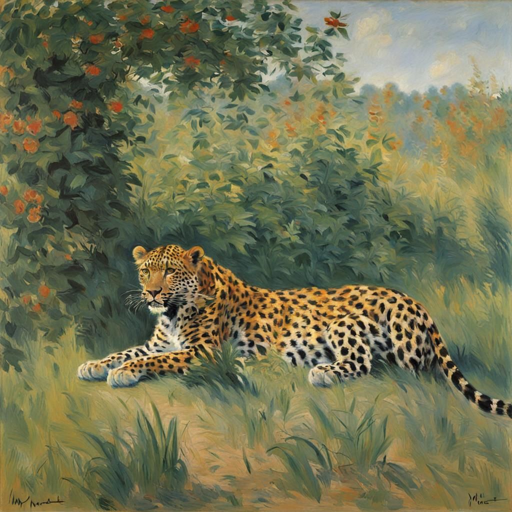 Leopard Inspired by Monet's Impressionism