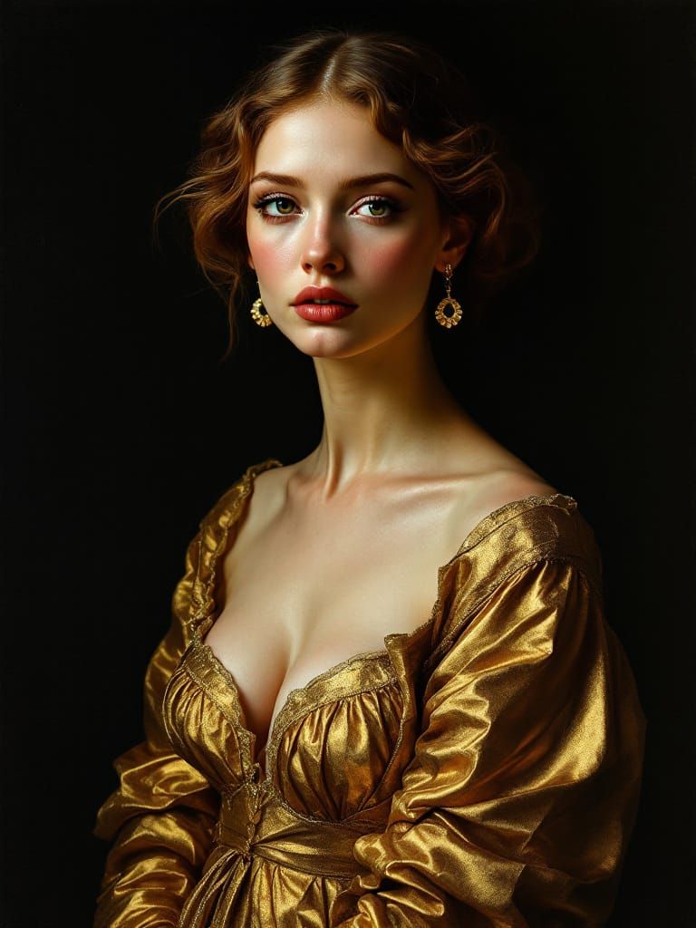 Renaissance Portrait of a Woman in Gold Dress