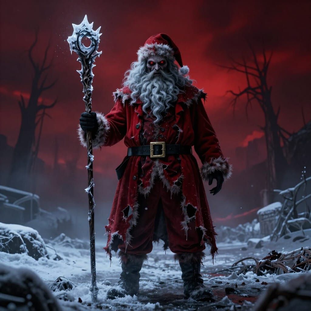 Sinister Santa Claus in Frozen Wasteland