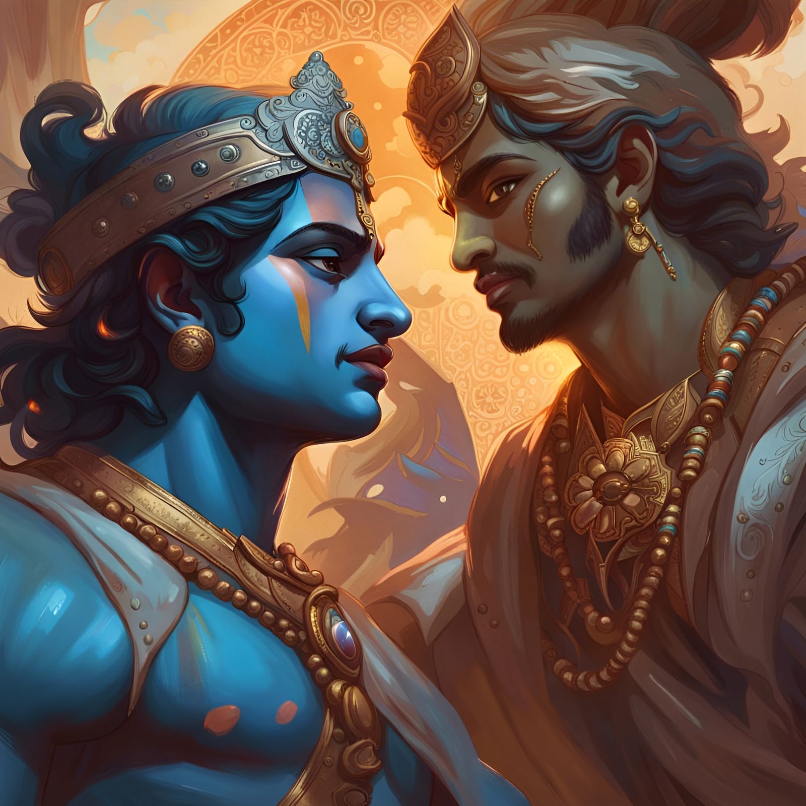 Krishna Preaching Gita: Hyperdetailed Concept Art Portrait