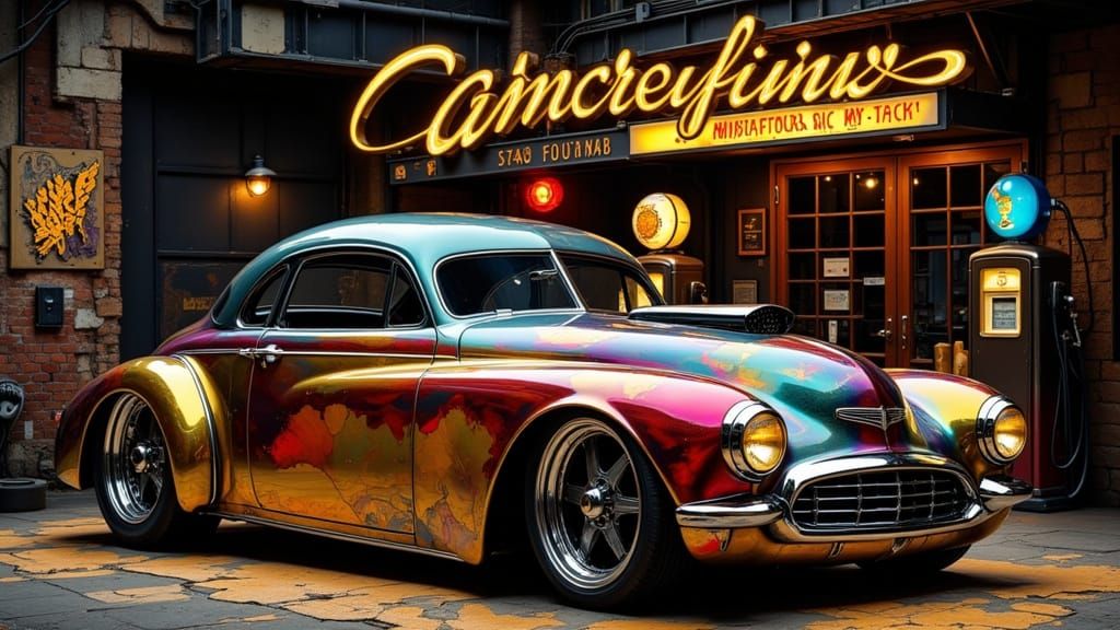 Rebellious Art Nouveau Automotive Sculpture with Anime-Inspi...