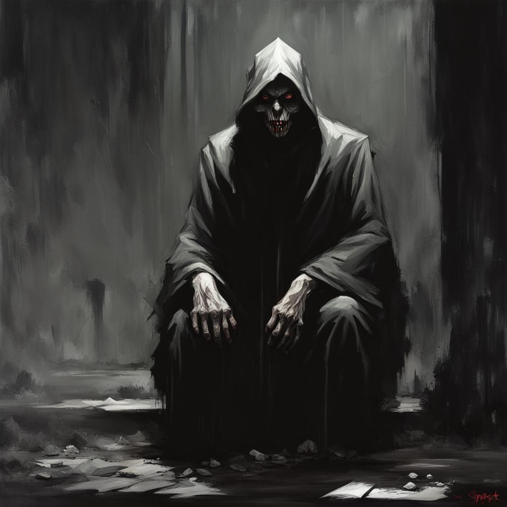 Sinister Image of Regret in Dark Fantasy Style