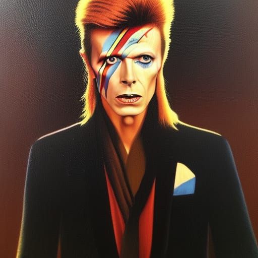 David Bowie Portrait in Oil Paint