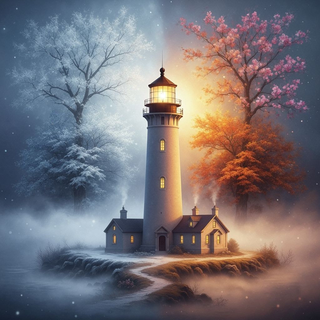 Four Seasons Lighthouse in Ethereal Fantasy Style