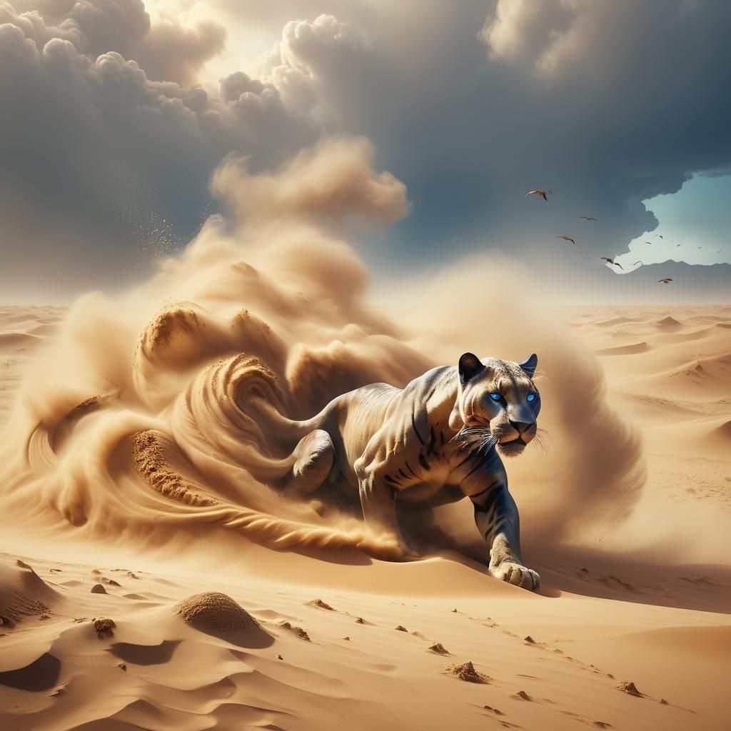 Surreal Sandstorm Creates a Sand Panther