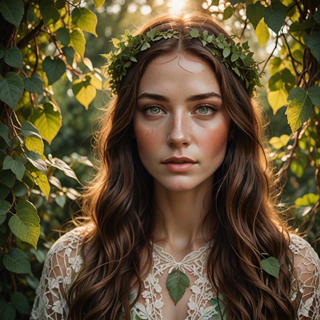 Serene Bohemian Goddess in Natural Setting