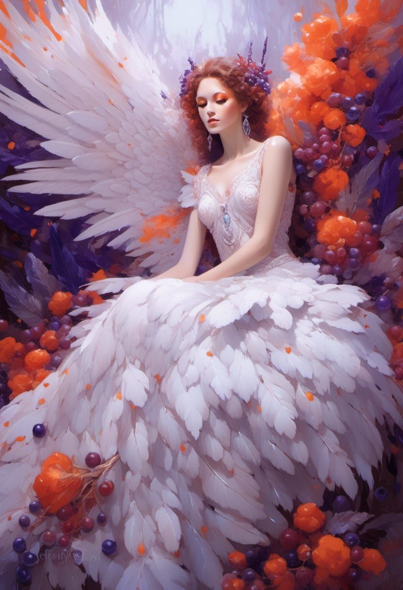 Goddess with Colorful Makeup and Berries, Aurorapunk Style