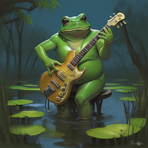 Bullfrog Jazz Band in Swamp at Night