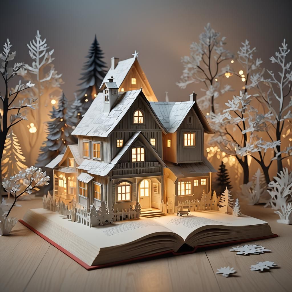 Scandinavian Pop-Up House in Open Storybook