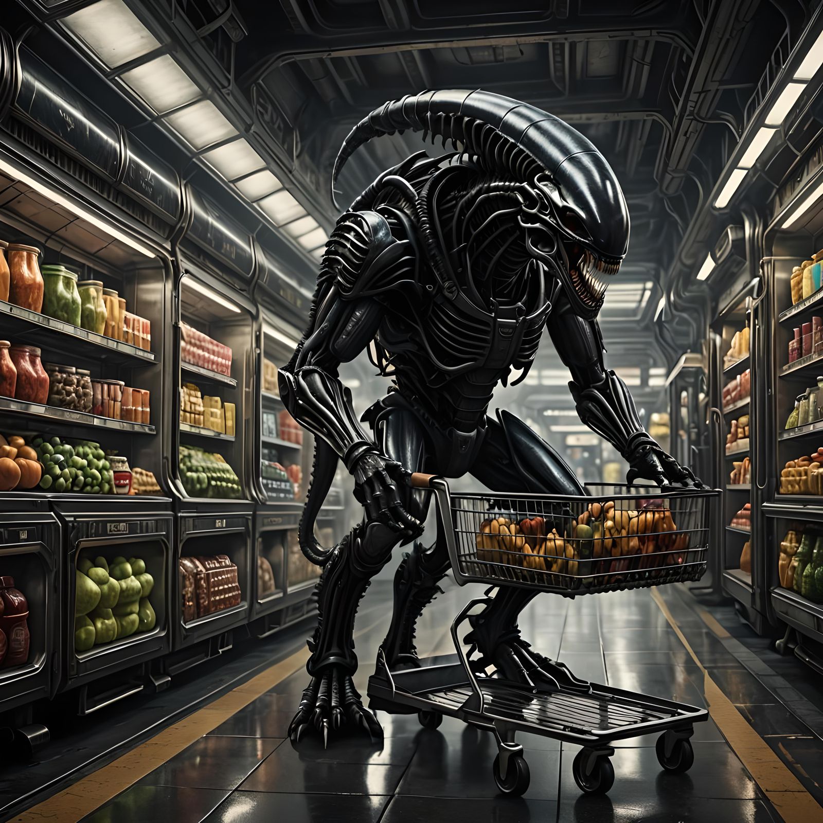 Xenomorph Shopping Trip: A Giger-Inspired Matte Painting