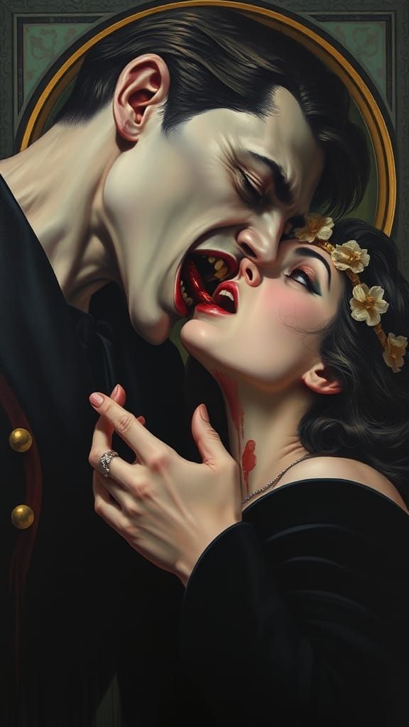 Elegant Vampire Couple in Gothic Art Deco Style