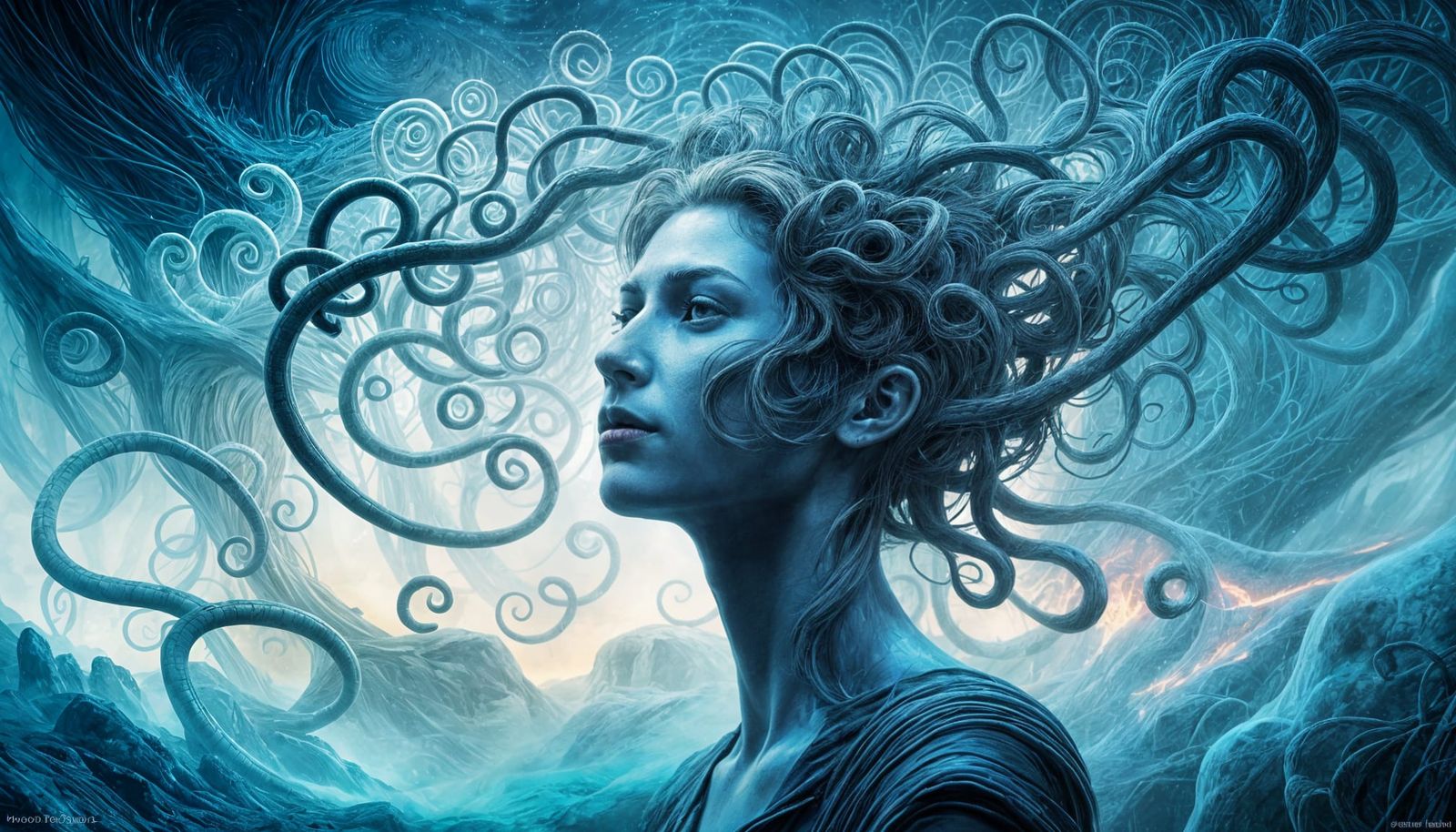 Men in Digital Fog: Surreal Expression